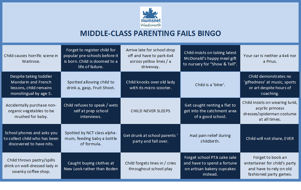 Middle Class Parenting Fails Bingo